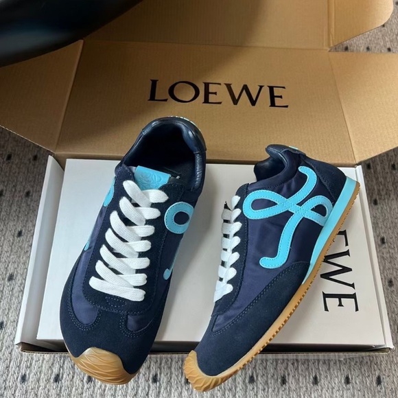 Meet the Posher Shoes - Loewe Navy Blue & Turquoise Low-Top Sneakers